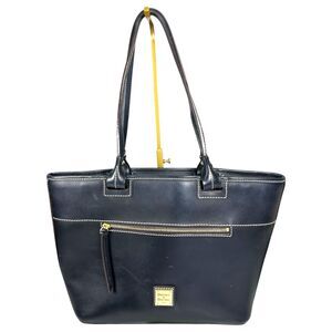 Dooney & Bourke Quincey Zip Tote Black Smooth Leather Purse Handbag Bag